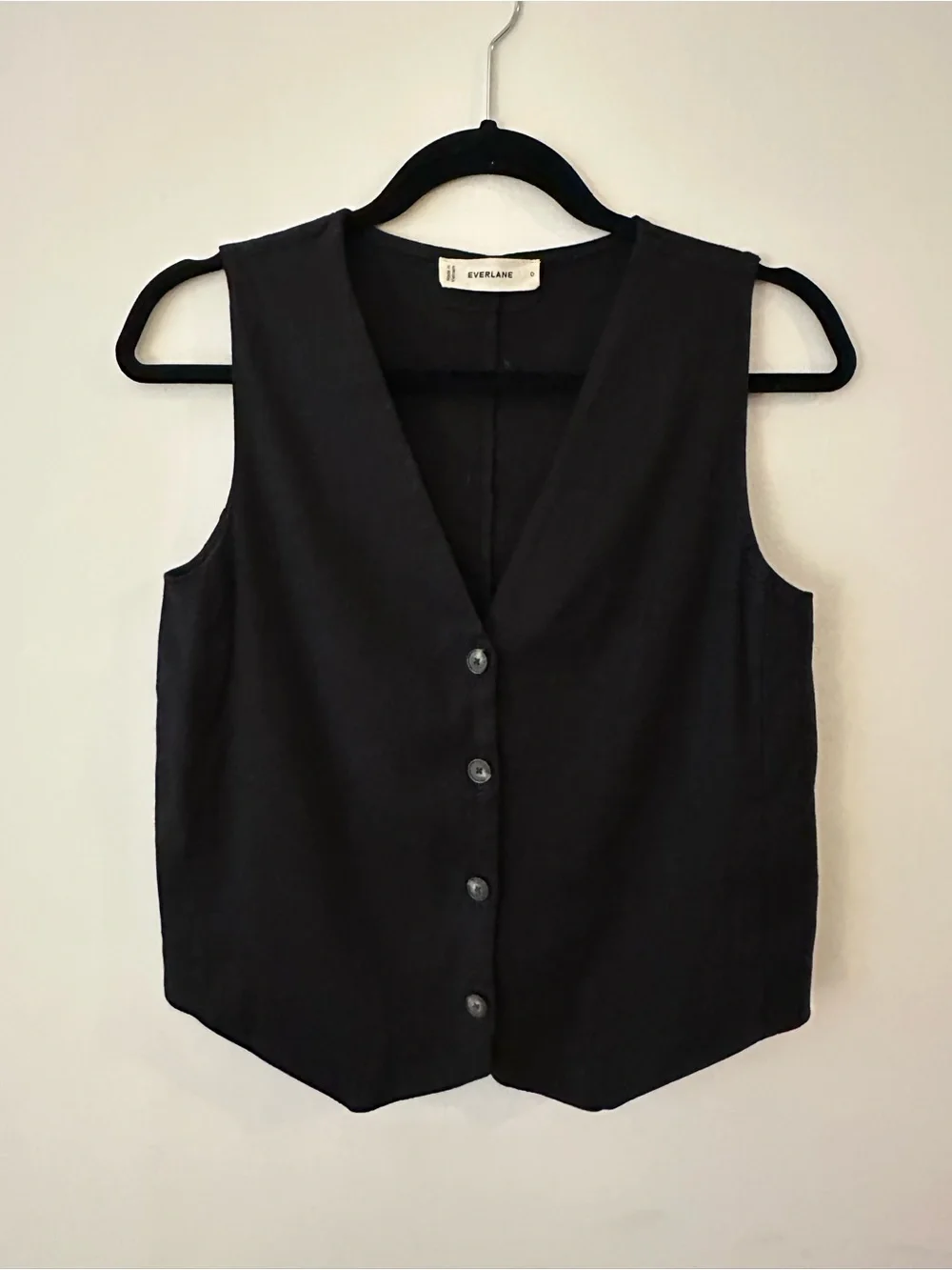 Everlane The Vest in Stretch Linen - 0 Black NWOT New